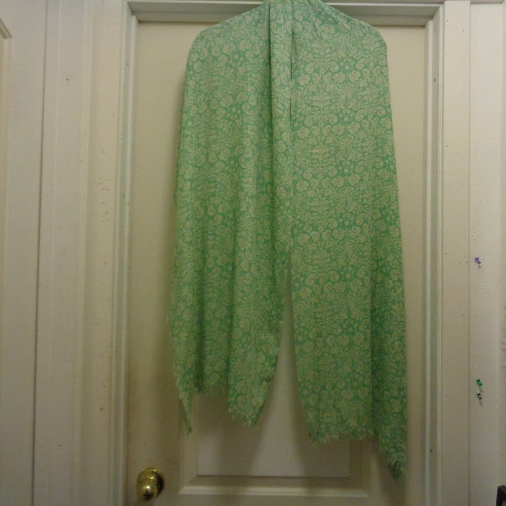 PRAIRIE FARM COTTAGECORE LONG GREEN & WHITE SCARF 20 INCHES …